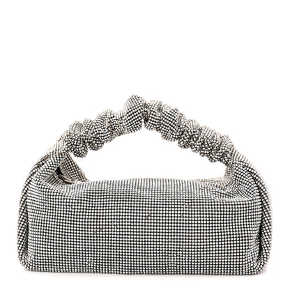 Alexander Wang Mesh Crystal Rhinestone Mini Scrunchie Clutch Black Silver 1 of 13