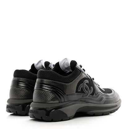 Chanel Fabric Laminated Calfskin Stretch CC Womens Sneakers 41 Black 4 of 9