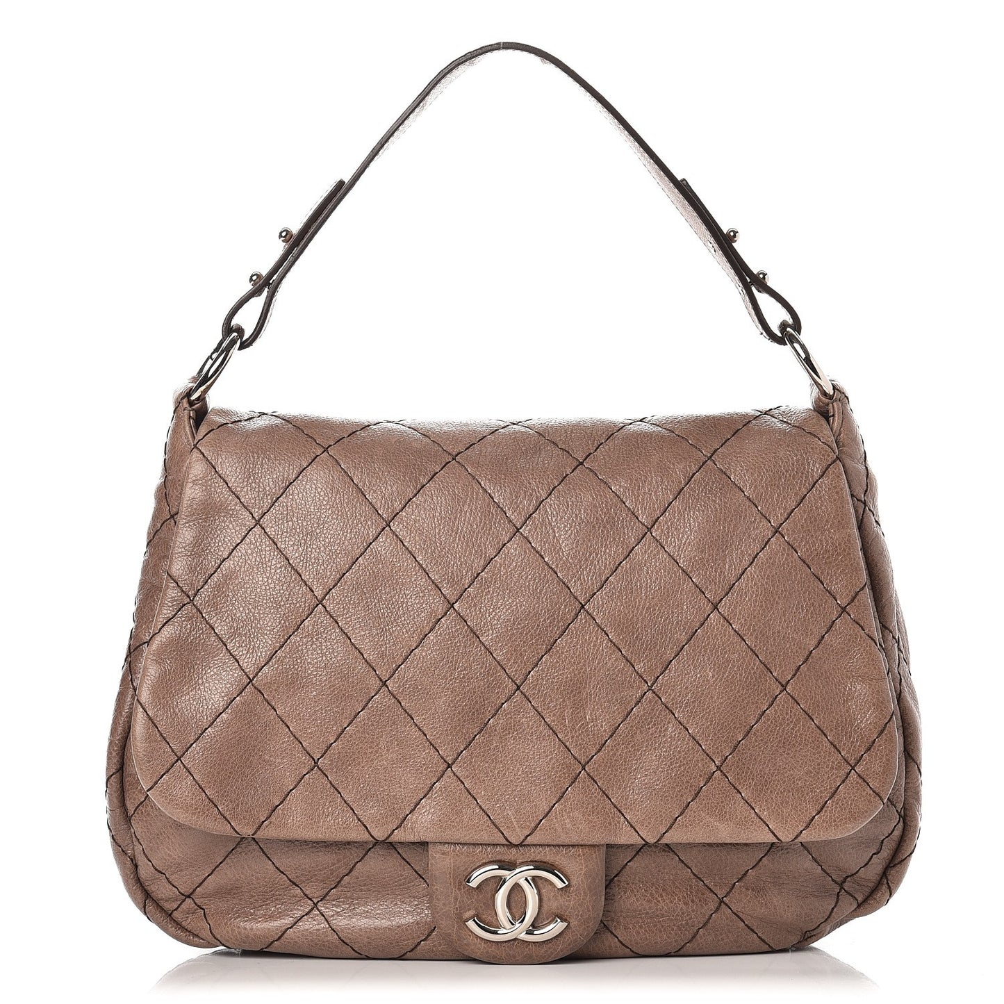 Glazed Calfskin Stitched XL On The Road Flap Brown
