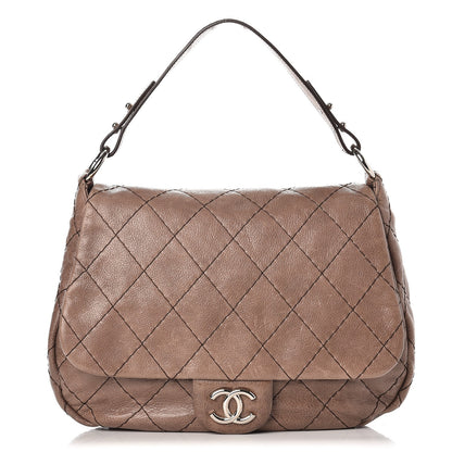 Chanel Glazed Calfskin Stitched XL On The Road Flap Brown 1 of 15