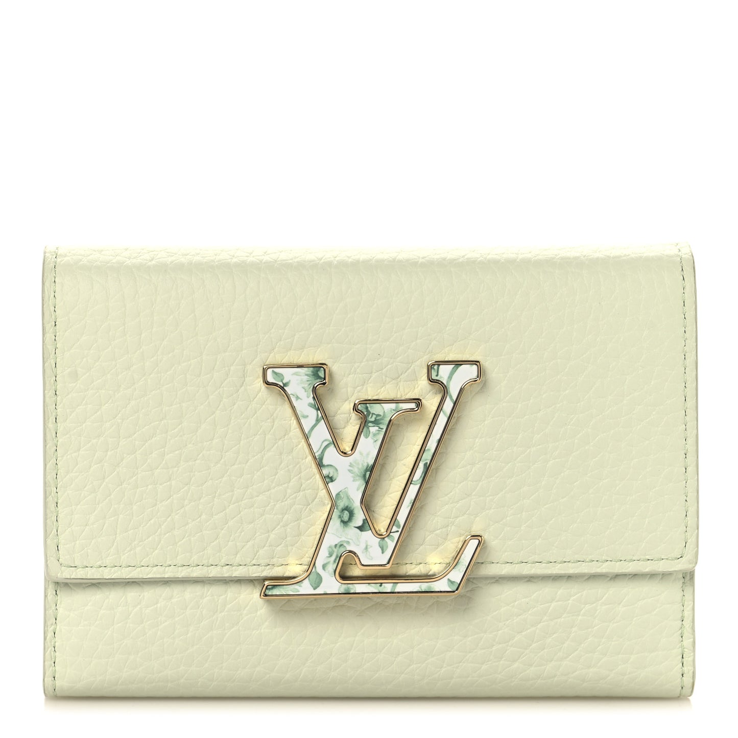 Taurillon Karung Capucines Compact Wallet Vert D'eau Green
