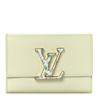 Louis Vuitton Taurillon Karung Capucines Compact Wallet Vert D'eau Green 1 of 8