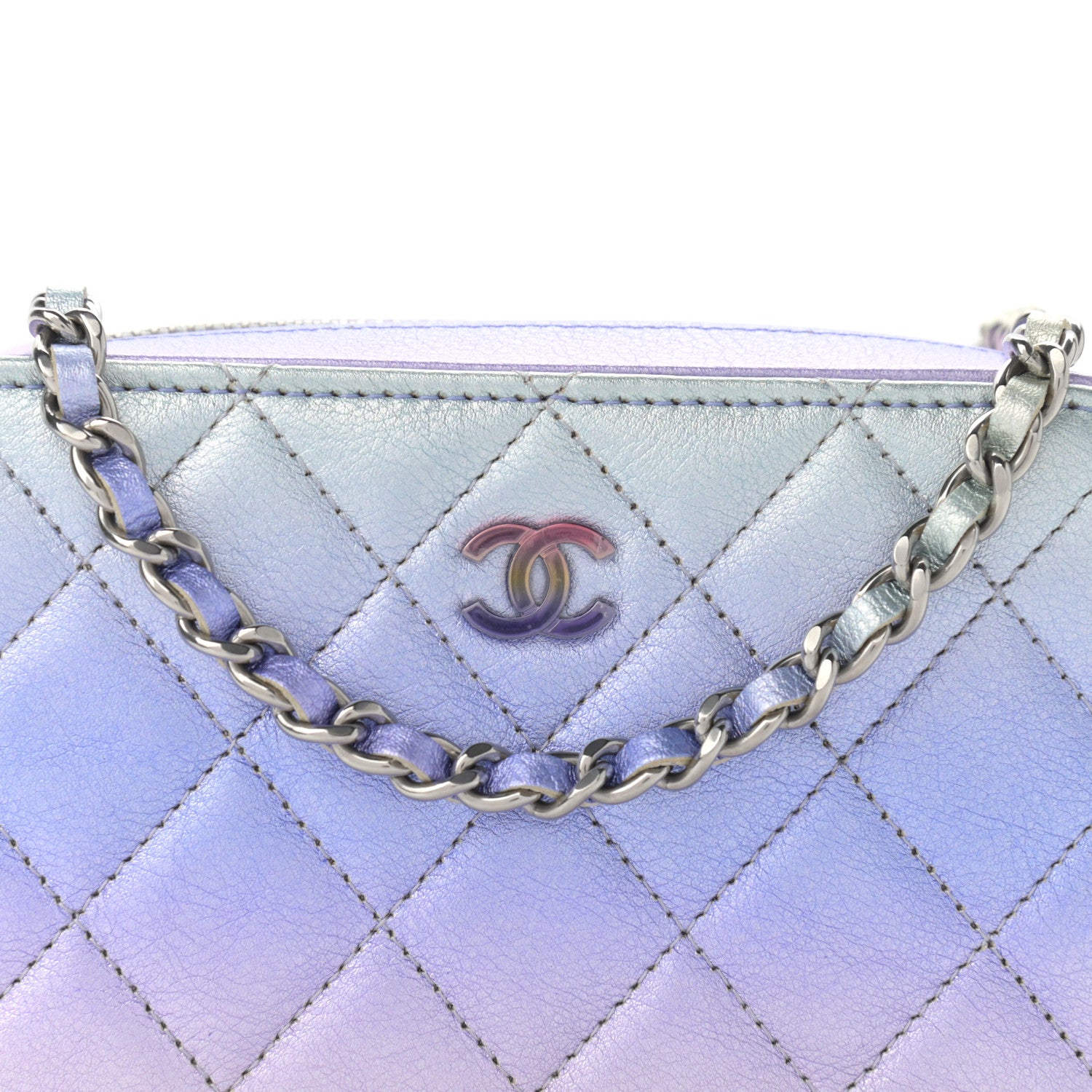 Chanel Metallic Gradient Calfskin Quilted Camera Case Blue Yellow Purple 8 of 10