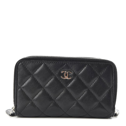 Chanel Lambskin Quilted Medium Gusset Double Zip Around Black 1 of 9