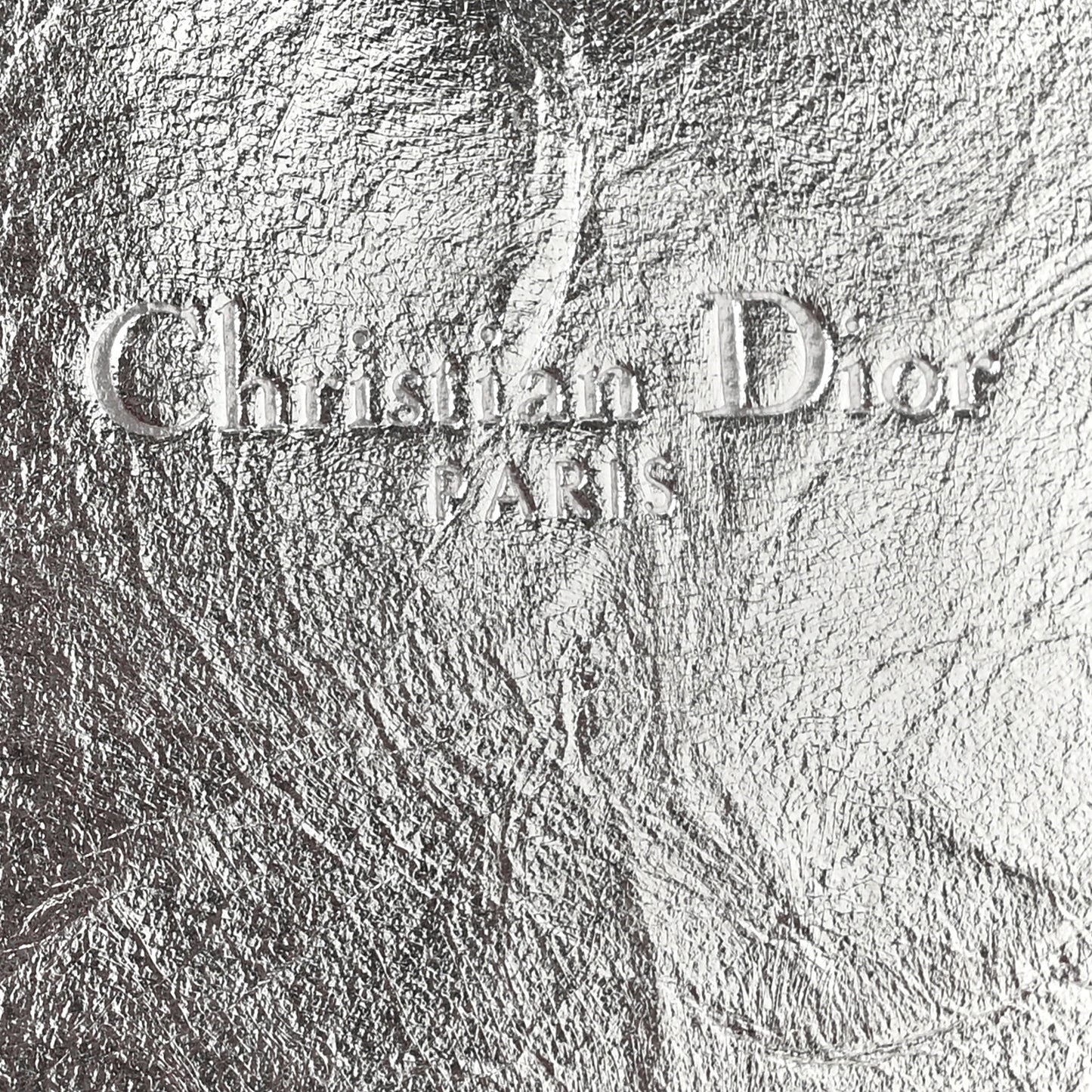 Metallic Crinkled Lambskin Diorama Croisiere Chain Wallet Silver