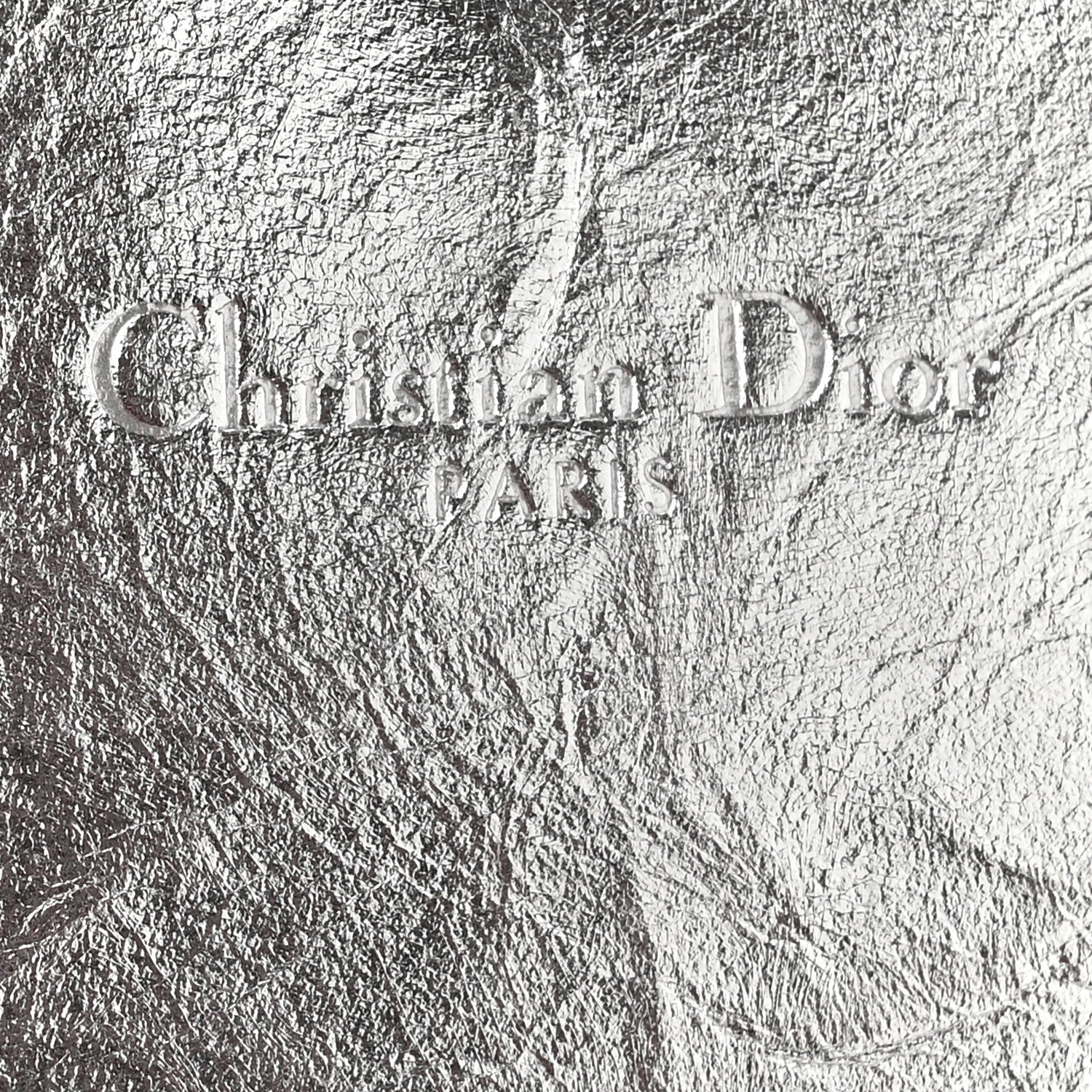 Christian Dior Metallic Crinkled Lambskin Diorama Croisiere Chain Wallet Silver 7 of 18