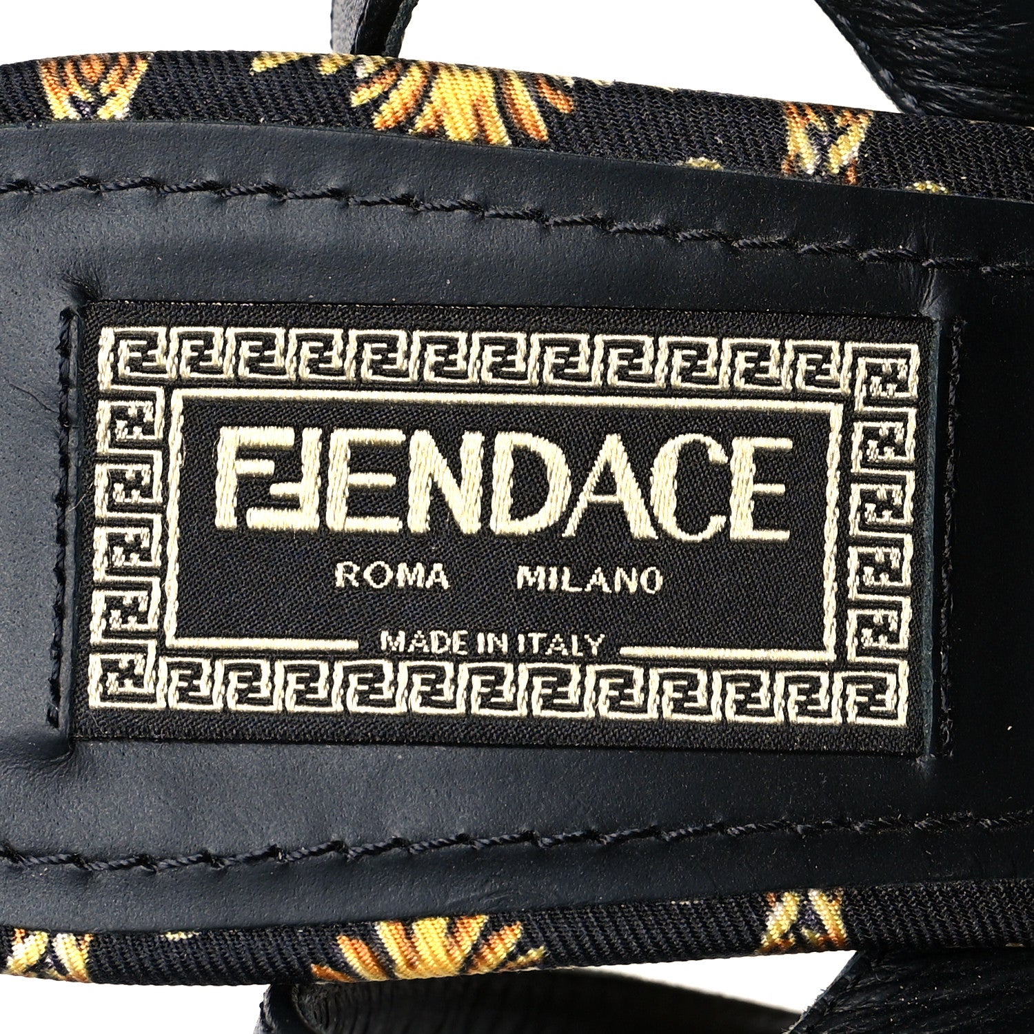 Fendi X VERSACE Silk Calfskin Fendace Fendi First 95mm Slingback Sandals 37 Tobacco Black Gold 8 of 8