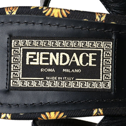 Fendi X VERSACE Silk Calfskin Fendace Fendi First 95mm Slingback Sandals 37 Tobacco Black Gold 8 of 8