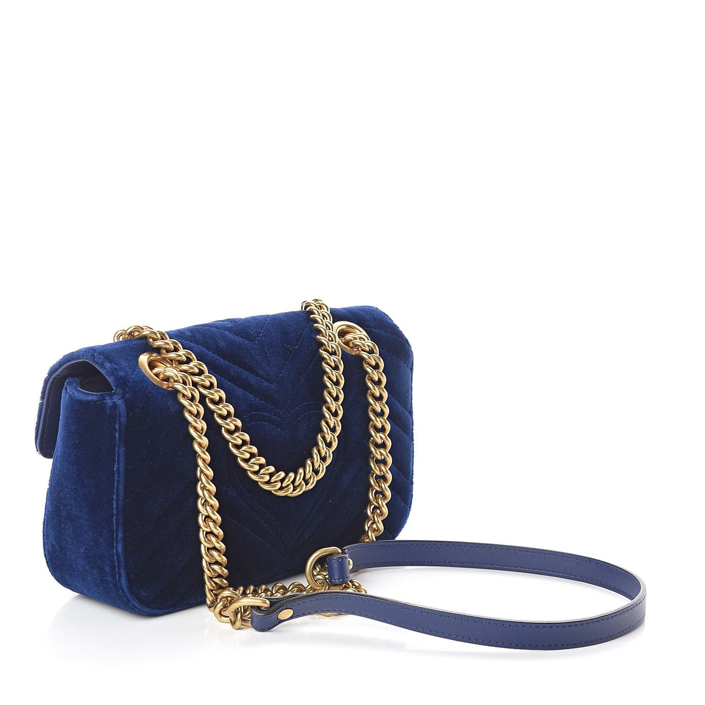 Velvet Matelasse Mini GG Marmont Shoulder Bag Cobalt Blue
