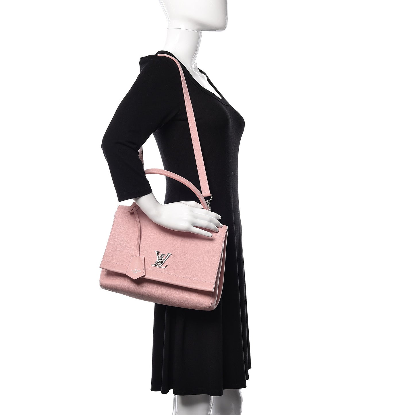 Soft Calfskin Lockme II Top Handle Rose Ballerine