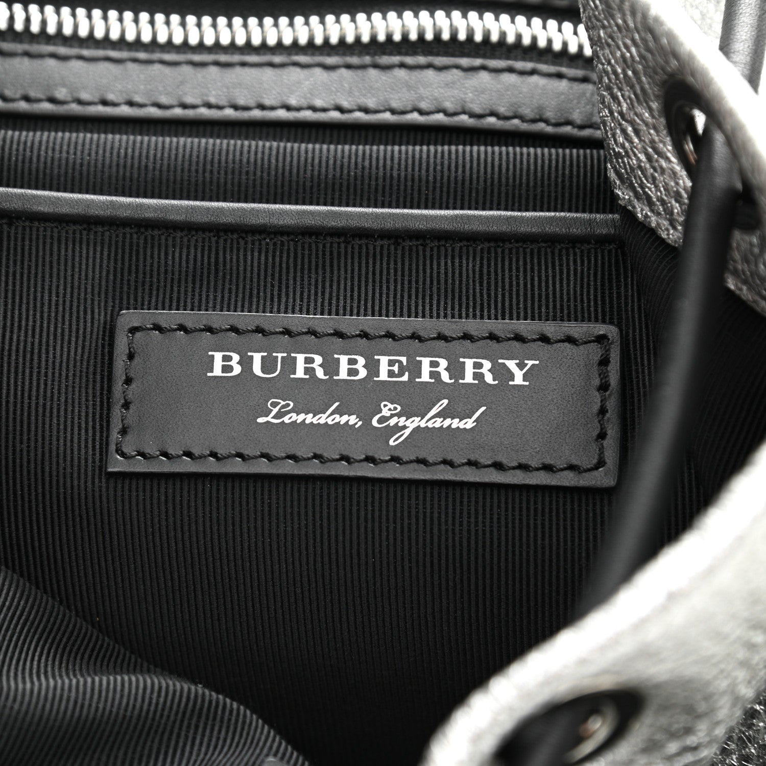 Burberry Metallic Deerskin Medium Rucksack Backpack Silver 6 of 8