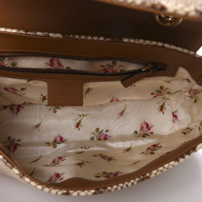 Gucci Raffia Elaphe Matelasse Small GG Marmont Shoulder Bag Natural Cream Brown 5 of 12