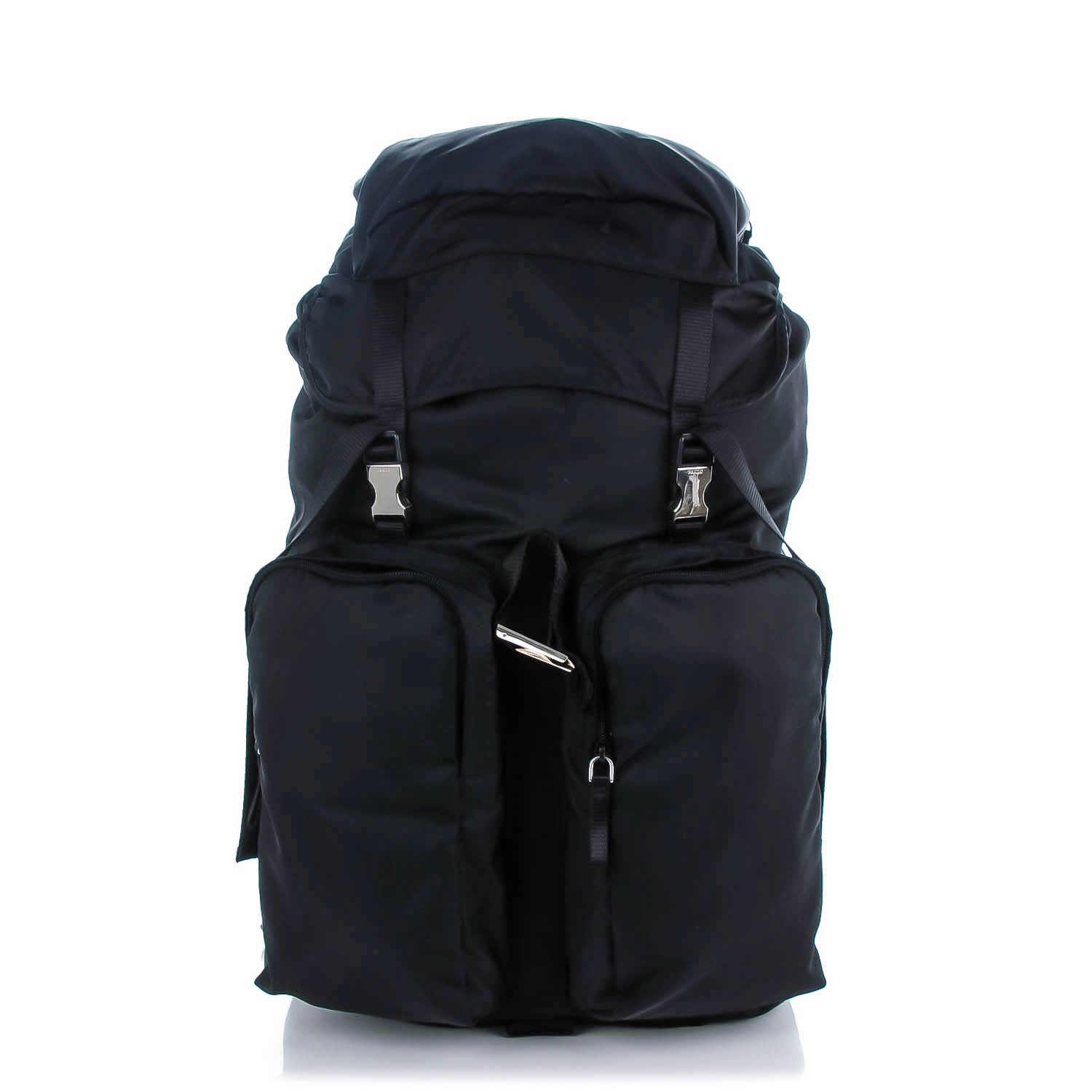 Prada Tessuto Nylon Double Buckle Backpack Black 1 of 8