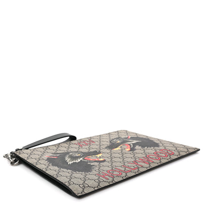 Gucci GG Supreme Monogram Wolf Zip Wristlet Pouch Beige 4 of 7