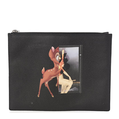 Givenchy Textured Coated Canvas Bambi Print Medium Cosmetic Pouch Black 1 of 7