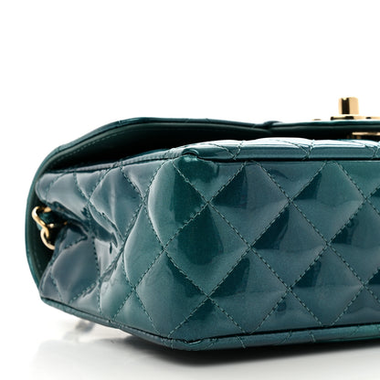 Chanel Shaded Patent Calfskin Quilted Mini Rectangular Flap Green Blue 9 of 10