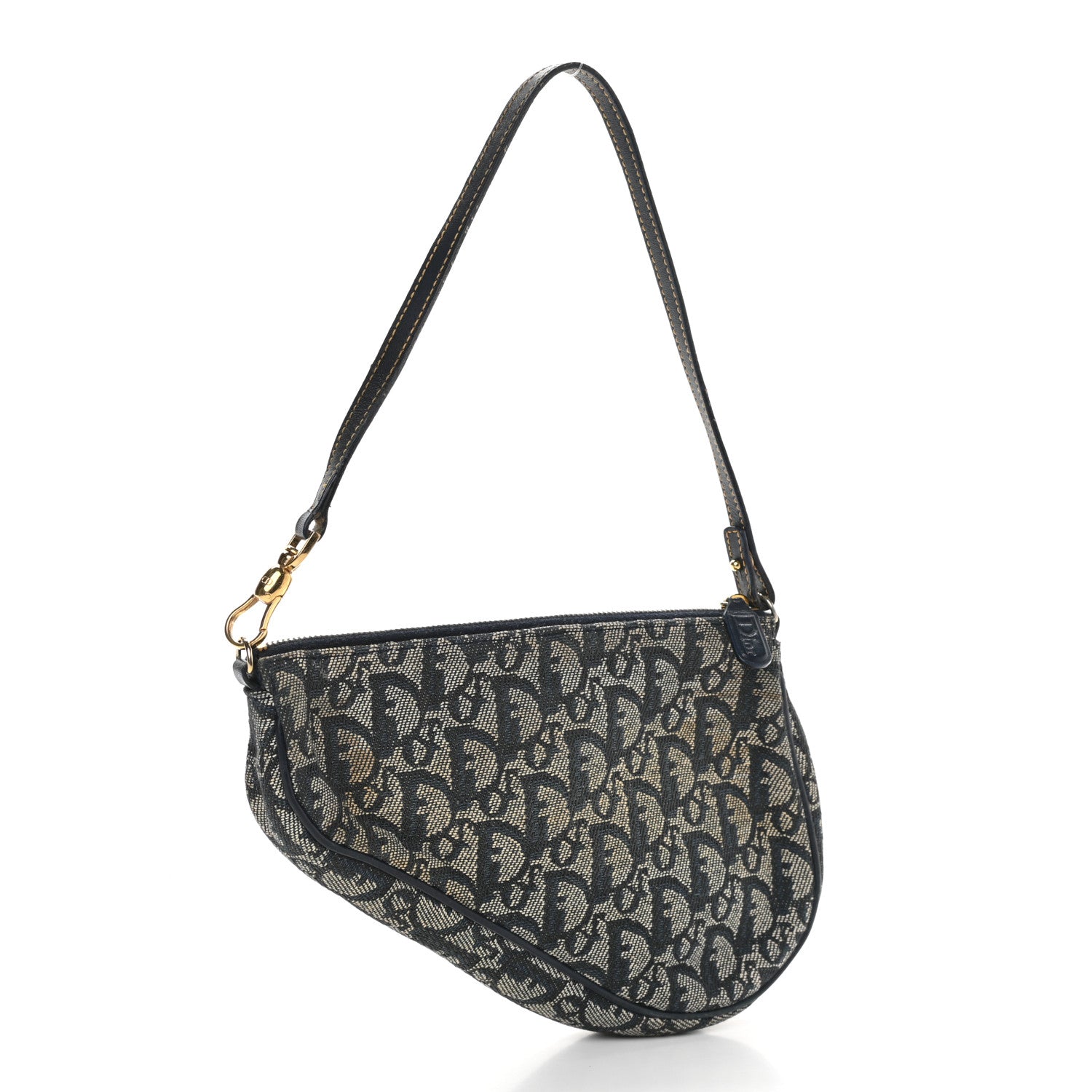 Christian Dior Monogram Mini Saddle Pochette Navy 3 of 13