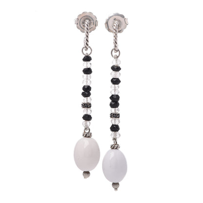 David Yurman Sterling Silver Agate Onyx Quartz Tweejoux Drop Earrings 1 of 4