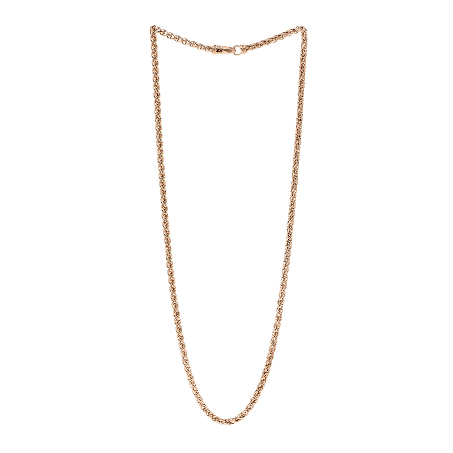 18K Rose Gold 4mm Wheat Chain Necklace 24"