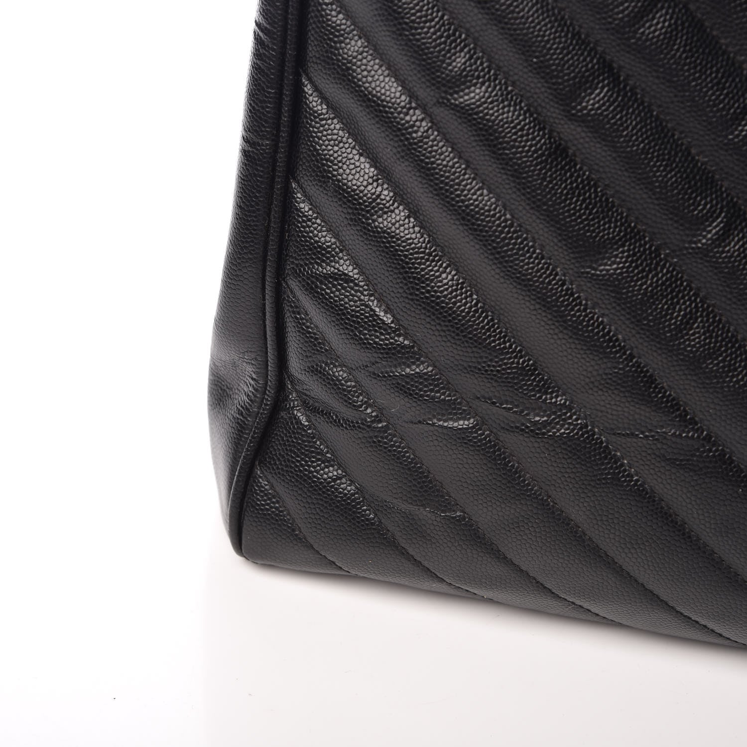 Saint Laurent Grain De Poudre Matelasse Chevron Monogram Shopping Bag Black 12 of 13