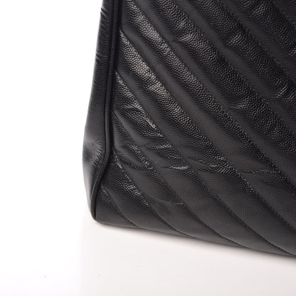 Saint Laurent Grain De Poudre Matelasse Chevron Monogram Shopping Bag Black 12 of 13
