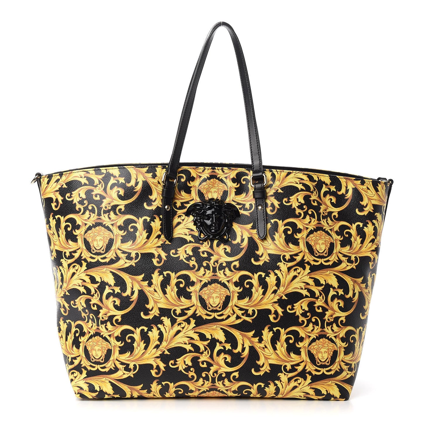 PVC Barocco Printed Tote Black Gold