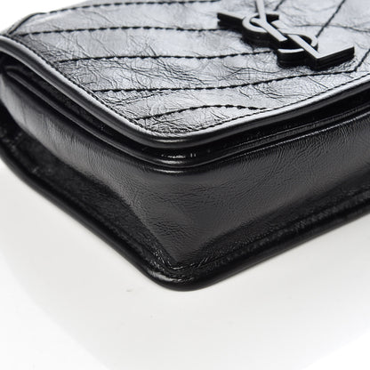 Saint Laurent Crinkled Calfskin Matelasse Monogram Niki Chain Wallet Black 5 of 9