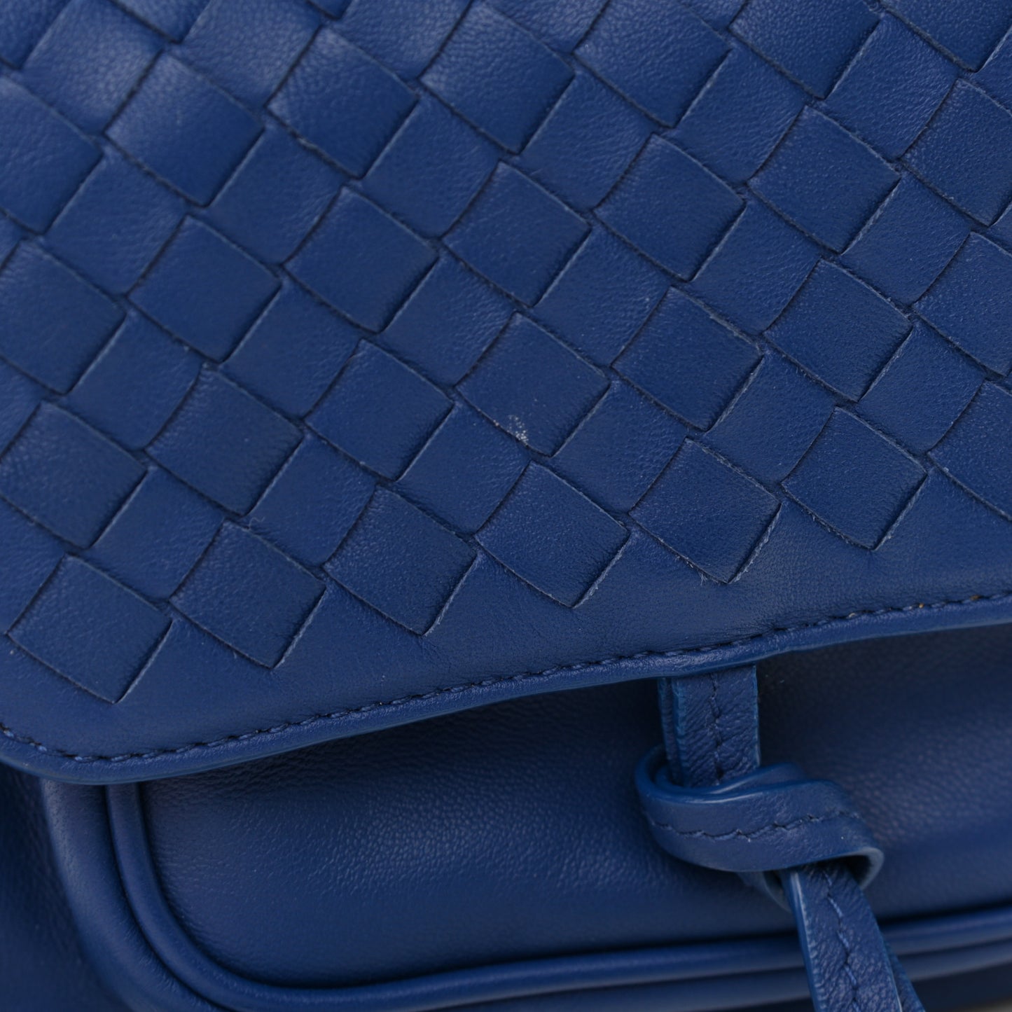 Nappa Intrecciato Mini Saddle Crossbody Blue