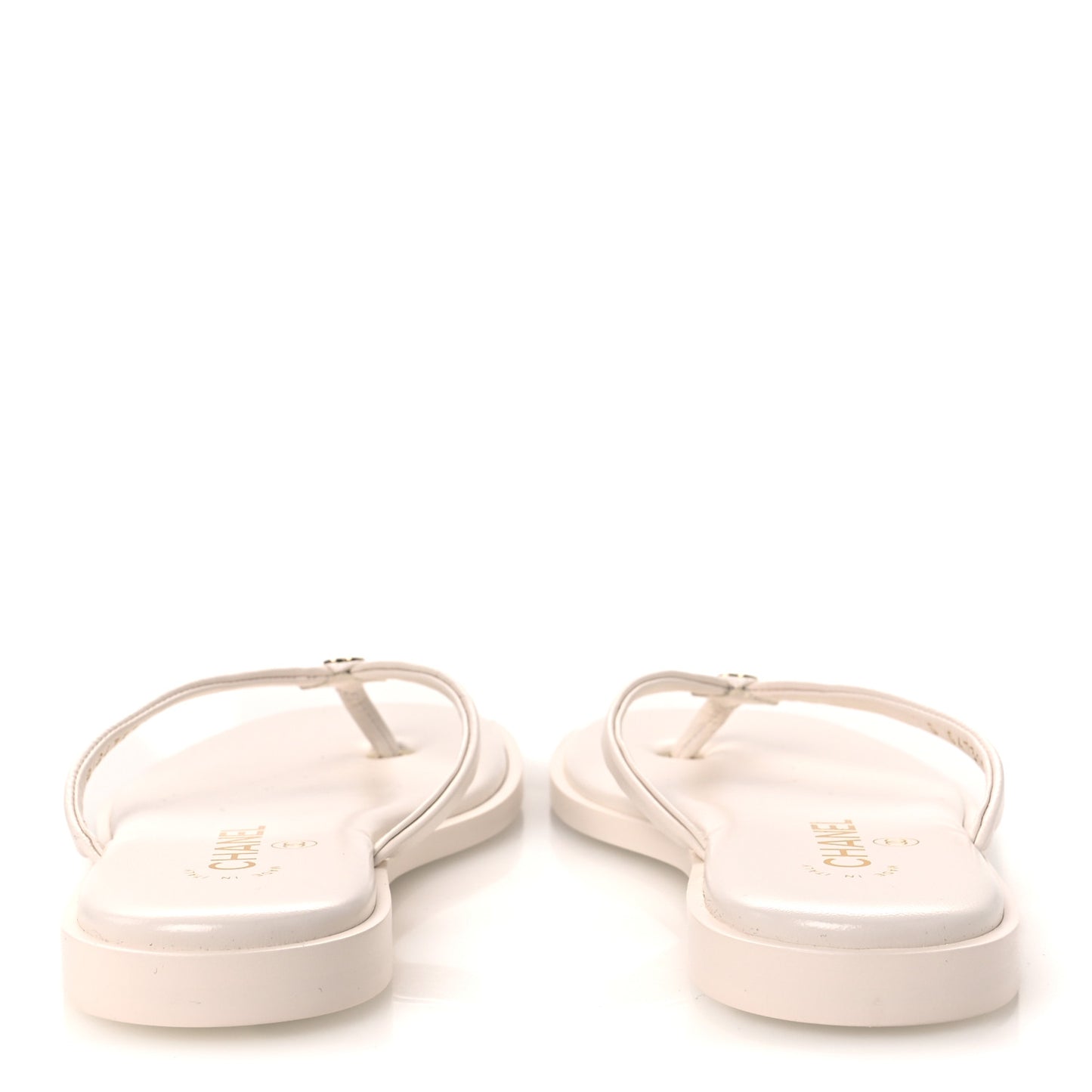 Goatskin CC Times Square Thong Sandals 38 Beige