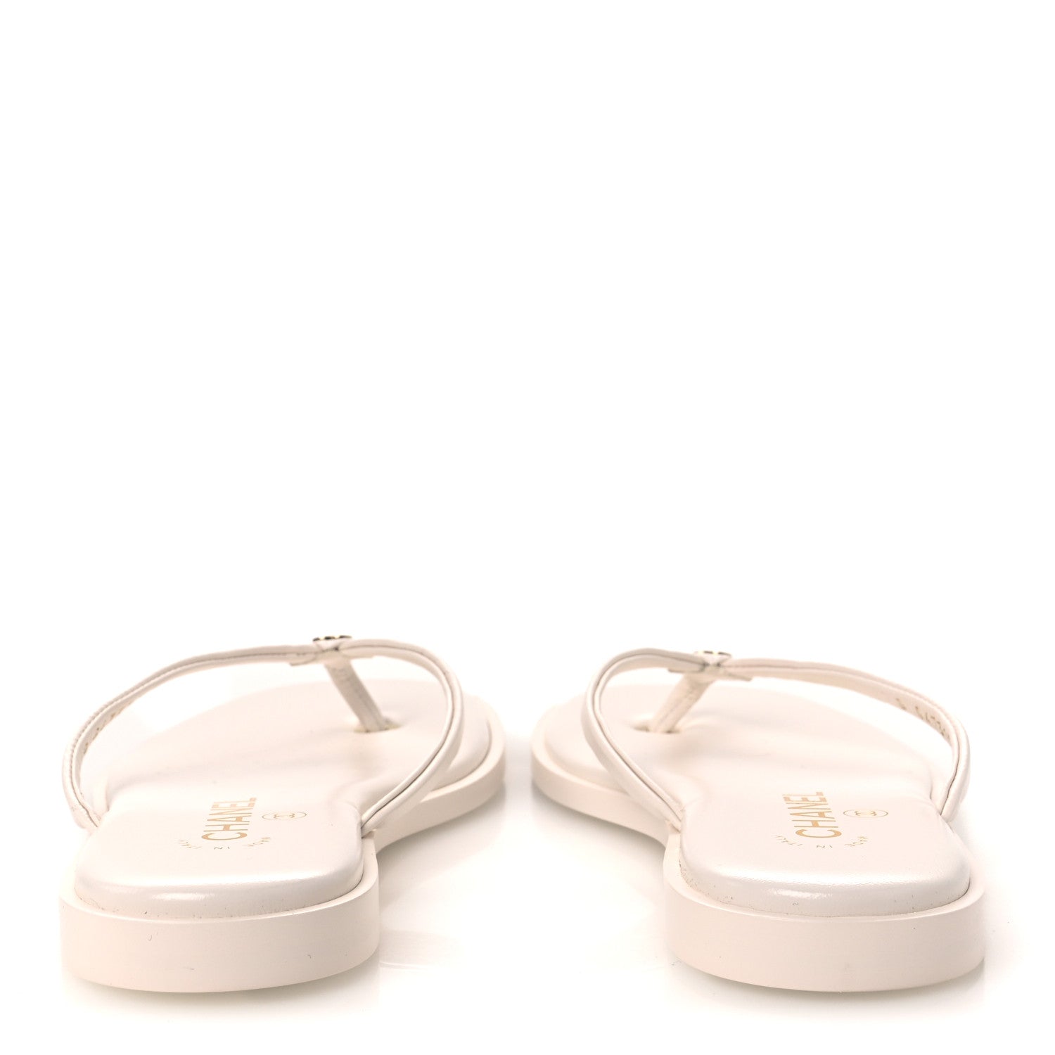 Chanel Goatskin CC Times Square Thong Sandals 38 Beige 6 of 12
