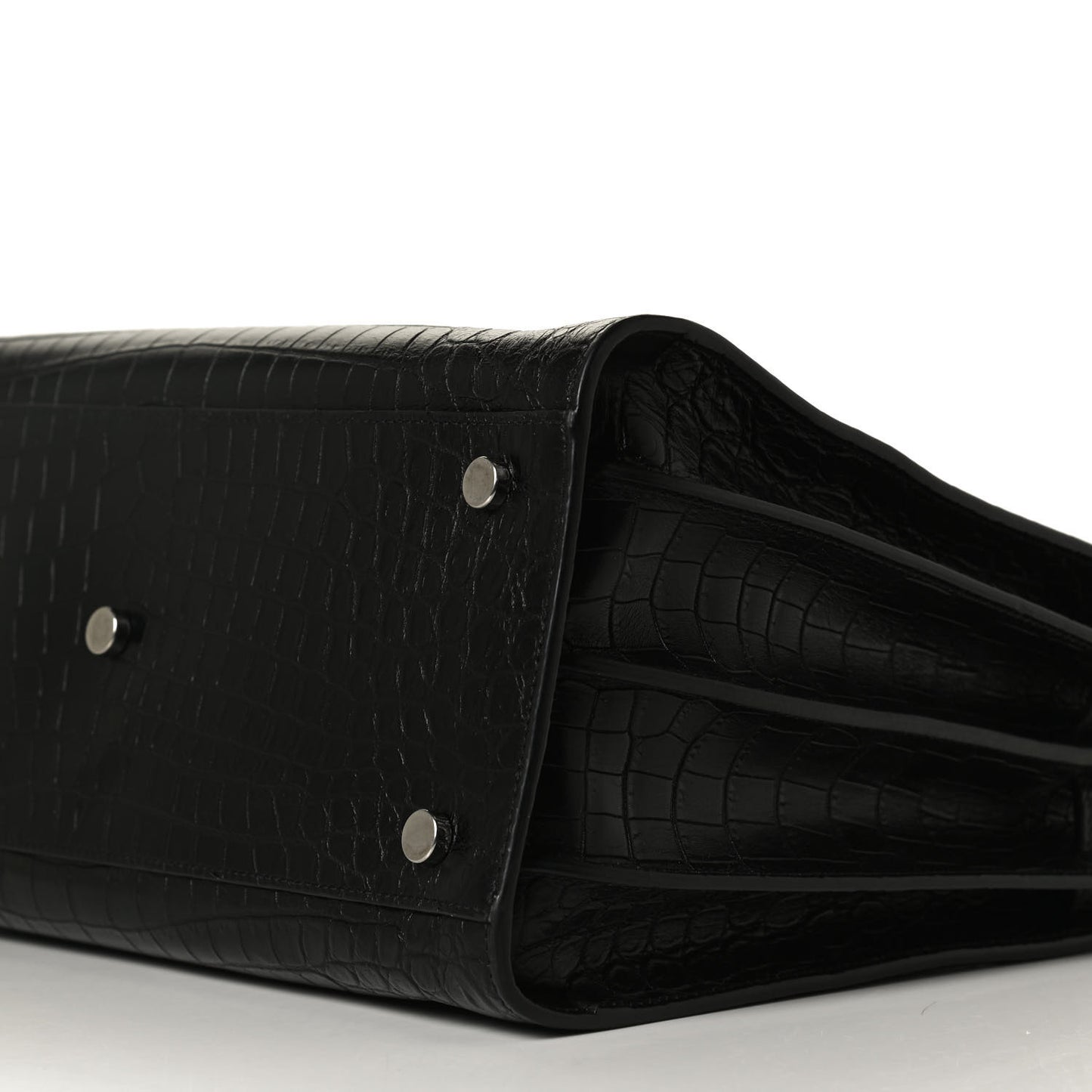 Calfskin Crocodile Embossed Small Supple Sac de Jour Black