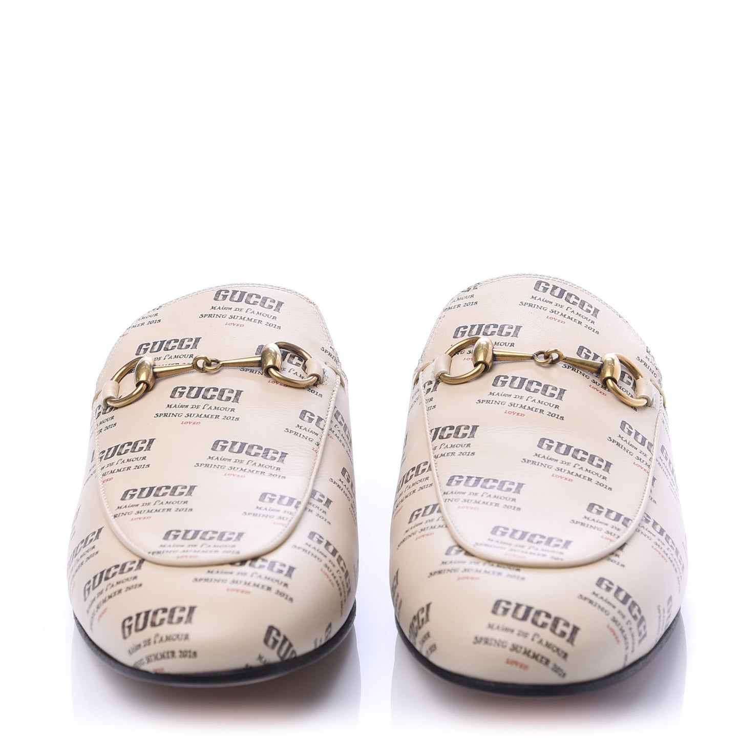 Calfskin Stamp Print Womens Princetown Slippers 39 Soy Black