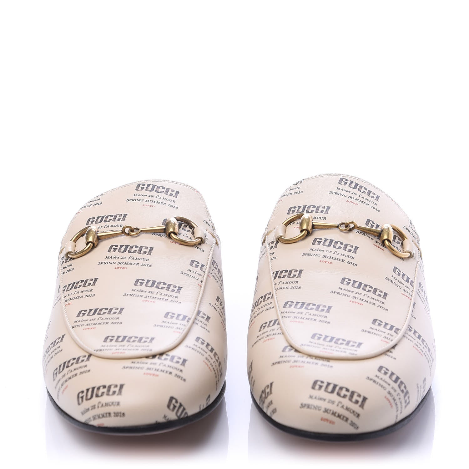 Gucci Calfskin Stamp Print Womens Princetown Slippers 39 Soy Black 2 of 9