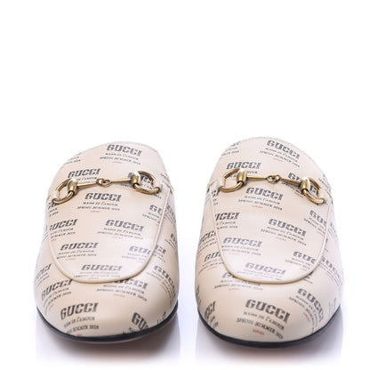 Gucci Calfskin Stamp Print Womens Princetown Slippers 39 Soy Black 2 of 9