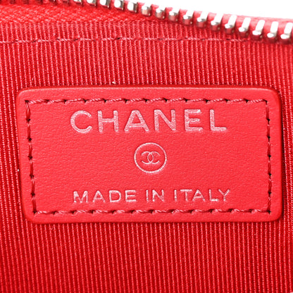 Chanel Caviar Chevron Quilted Zip Pouch Red 6 of 7