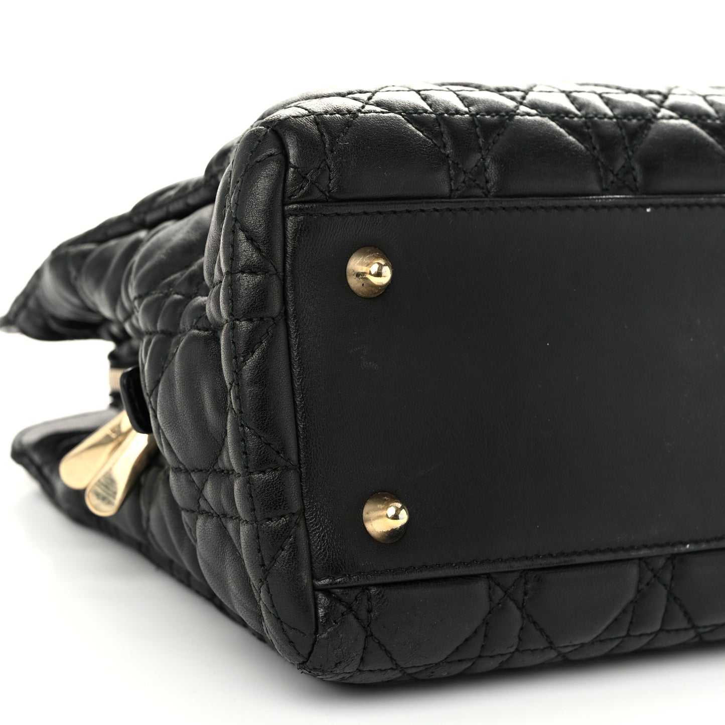 Lambskin Cannage Small Dior Soft Zipped Shopping Tote Black