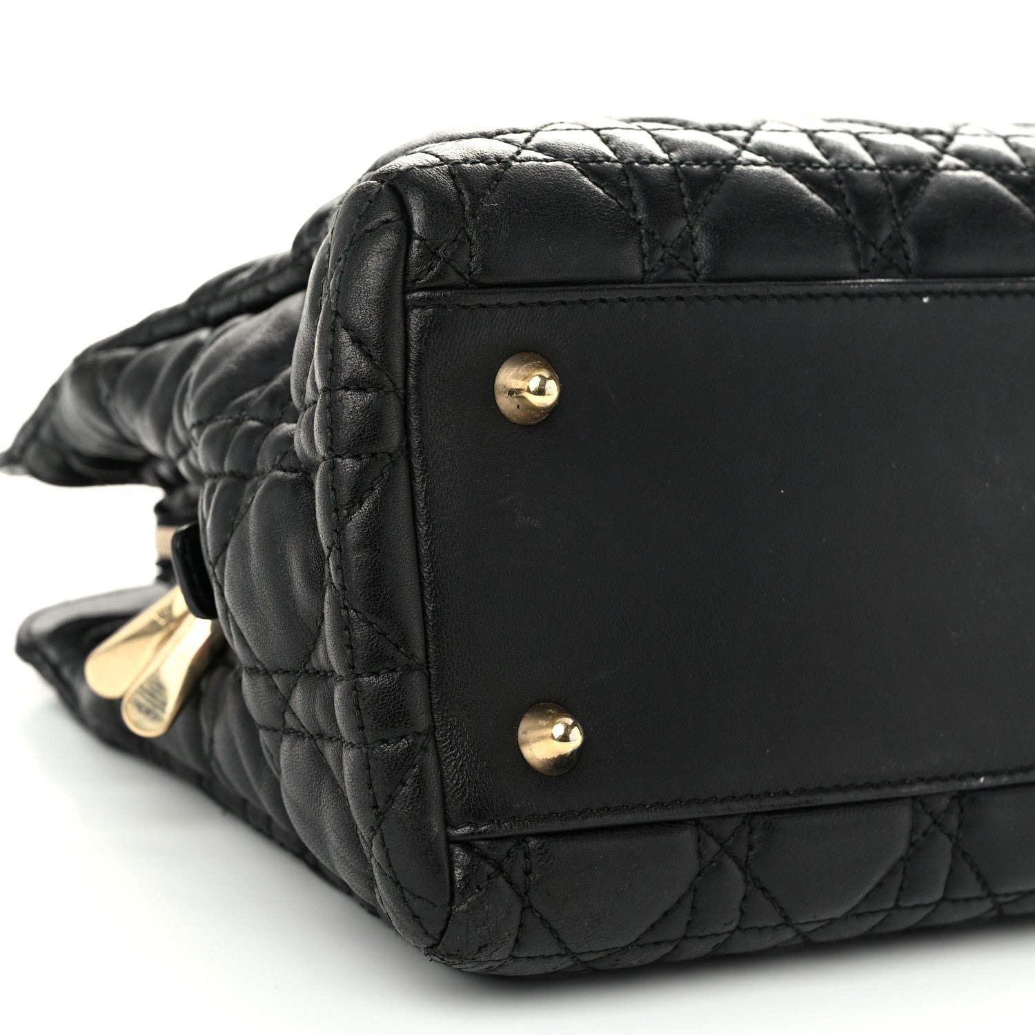 Christian Dior Lambskin Cannage Small Dior Soft Zipped Shopping Tote Black 9 of 10