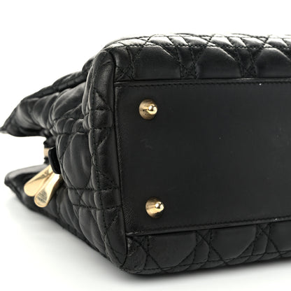 Christian Dior Lambskin Cannage Small Dior Soft Zipped Shopping Tote Black 9 of 10