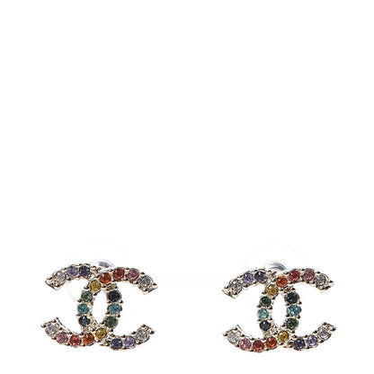 Chanel Crystal Over The Rainbow CC Earrings Gold Multicolor 1 of 5