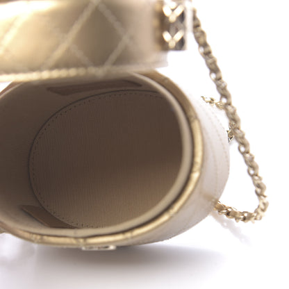 Chanel Metallic Lambskin Quilted Round Mini Vanity Case With Chain Gold 5 of 12