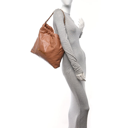 Chanel Shiny Calfskin Quilted Chanel 22 Brown 2 of 12