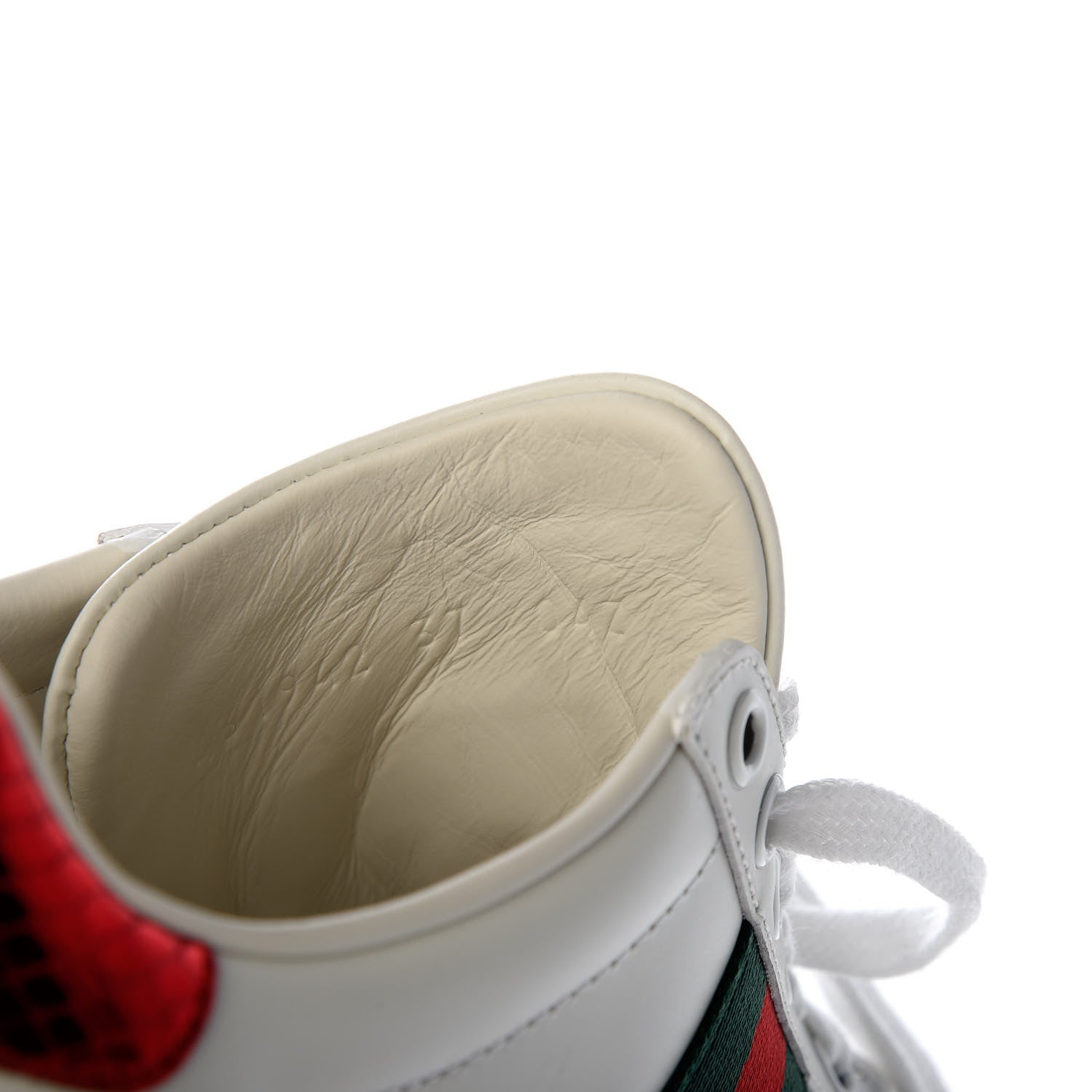 Gucci Calfskin Ayers Bee Embroidered Womens Ace Sneakers 37 White Green 9 of 10