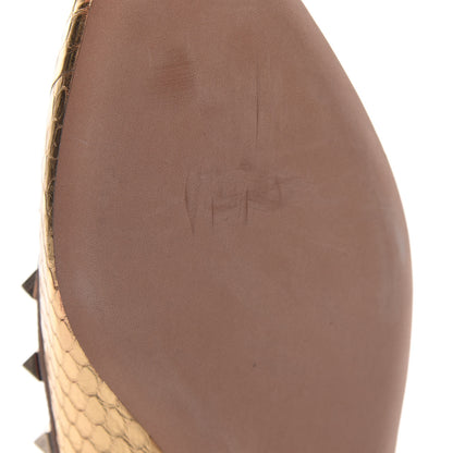 Valentino Garavani Metallic Watersnake Rockstud Ballerina Flats 41 Gold Poudre 10 of 12