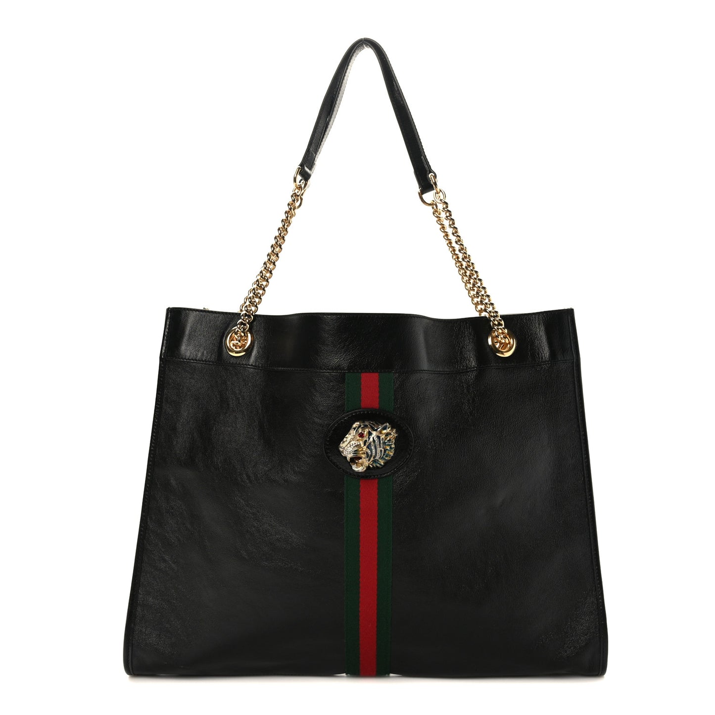 Calfskin Large Rajah Chain Tote Black