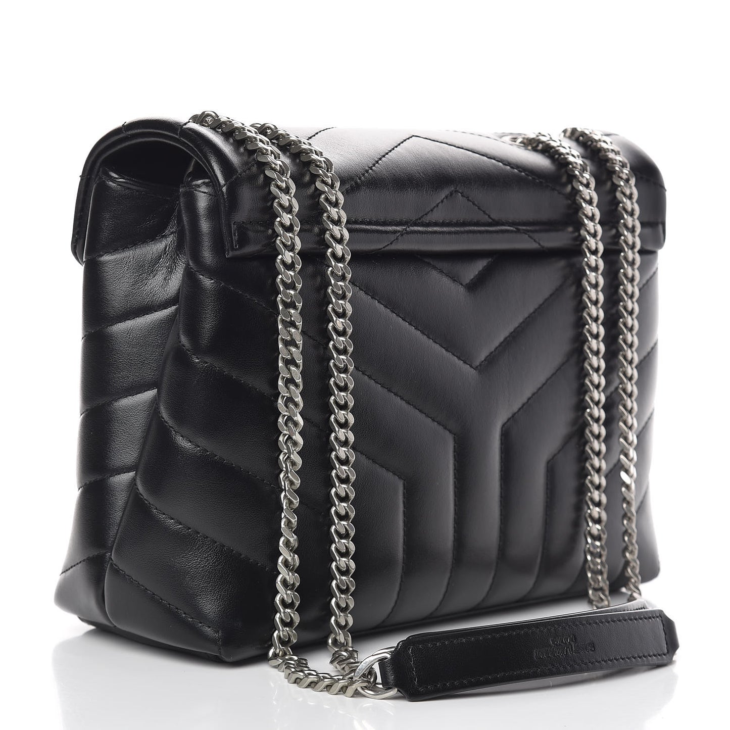 Calfskin Y Quilted Monogram Small Loulou Chain Satchel Black