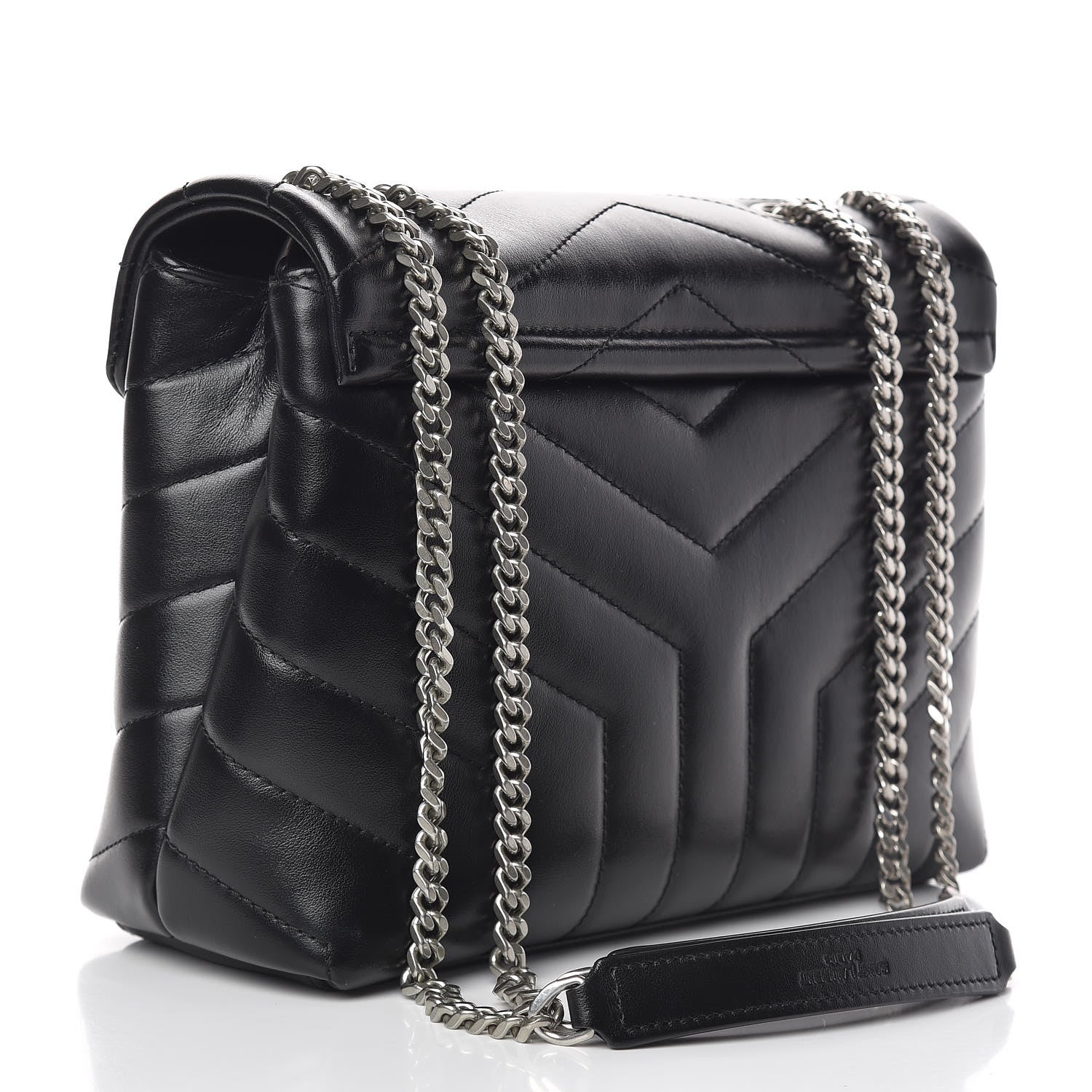Saint Laurent Calfskin Y Quilted Monogram Small Loulou Chain Satchel Black 3 of 10