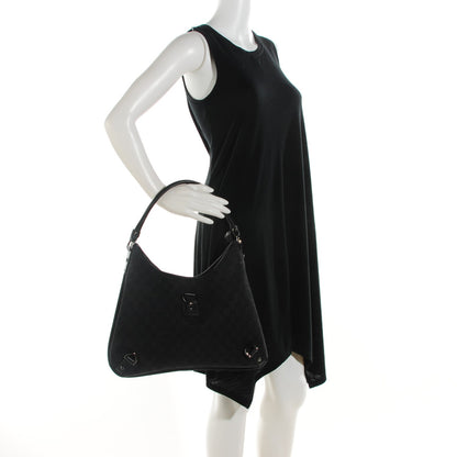 Gucci Denim Monogram Abbey D Ring Hobo Black 2 of 7