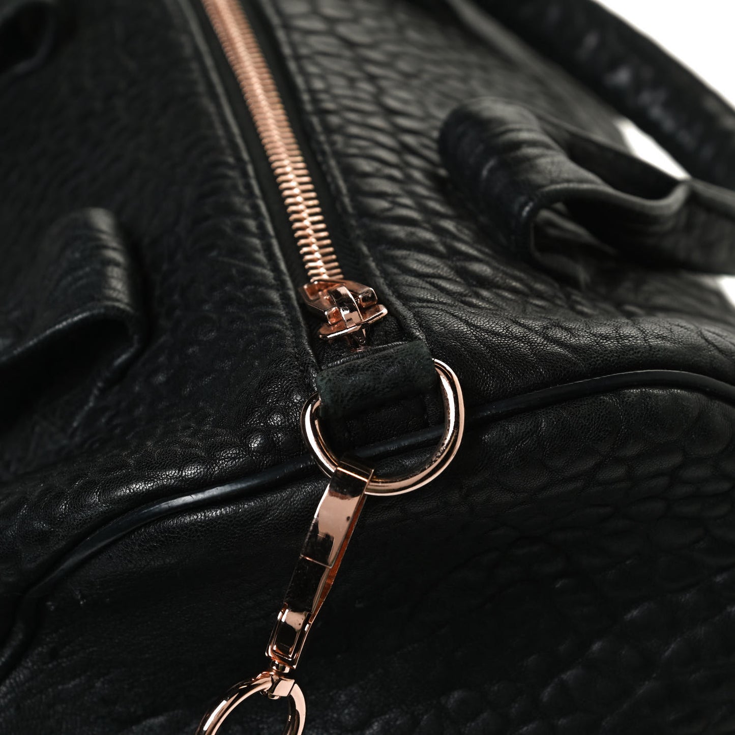 Pebbled Lambskin Rocco Black Rose Gold Hardware