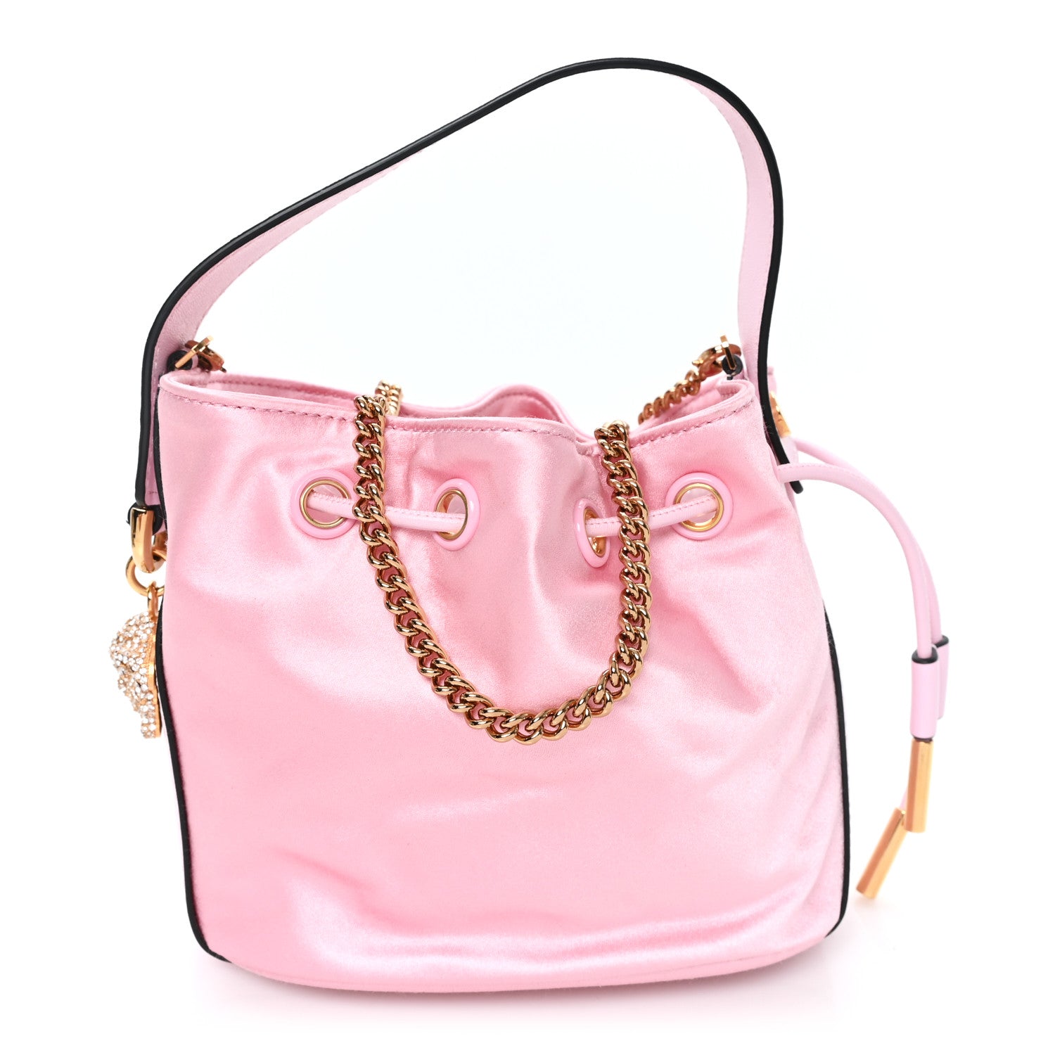 Versace Satin Medusa Drawstring Bucket Bag Pink 1 of 10