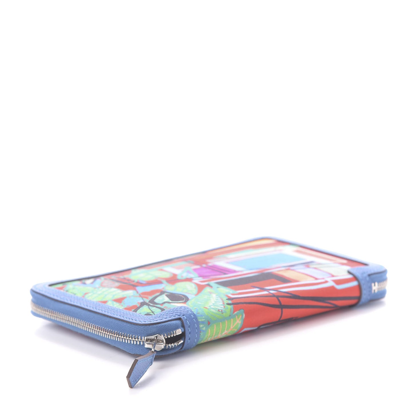 Epsom Printed Silk Tropical Soie-Cool Wallet Rouge Vif Mykonos